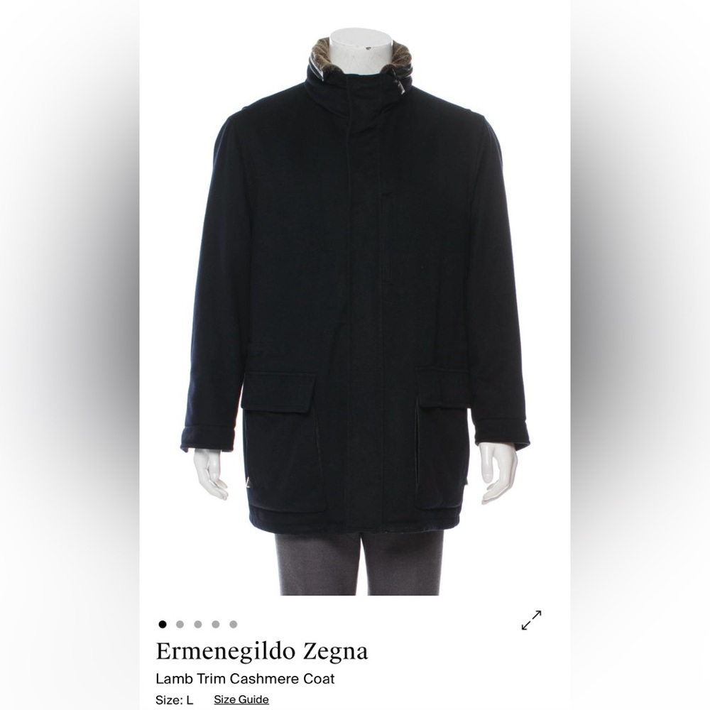 Ermenegildo Zegna Black 100% Cashmere Jacket with Lamb Trim size 50